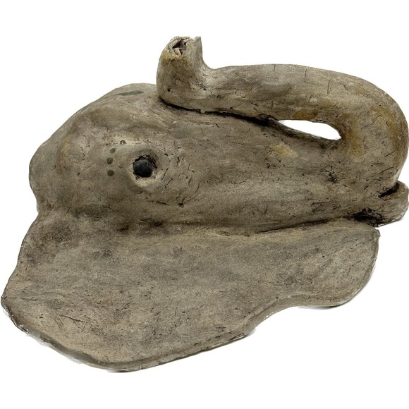 Vtg Gray Elephant Head Realistic Concrete Wall Art Hanging Sculpture LARGE OOAK - Picture 3 of 13